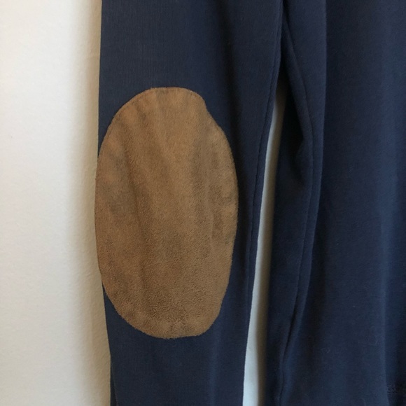 Lauren Ralph Lauren Large Long Sleeve Shirt Navy Blue Brown Faux Suede Accents - Picture 3 of 8